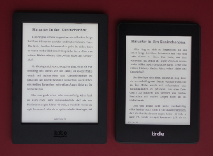 Kobo Aura H2O (links) und Amazon Kindle Paperwhite im Vergleich